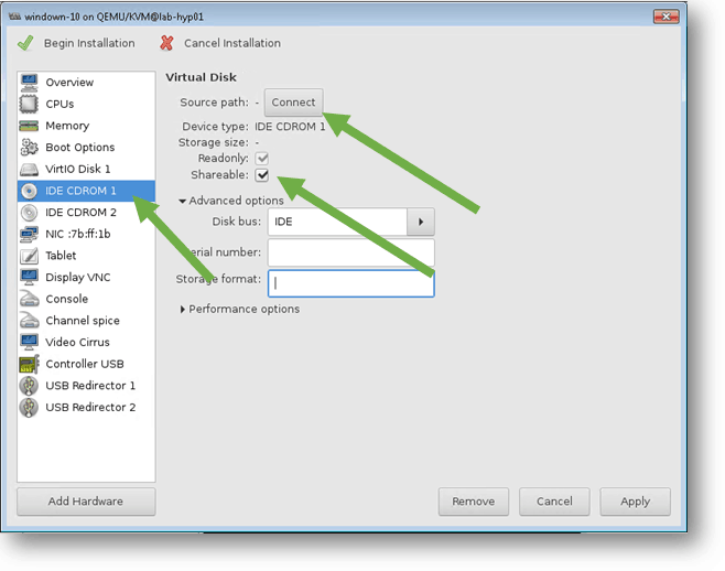 connect IDE cdrom1 