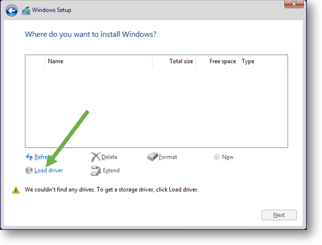 windows 10 installation load driver