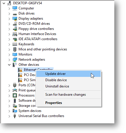 udpate windows 10 ethernet driver in kvm