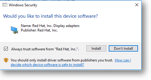 Redhat display adapter for windows 10