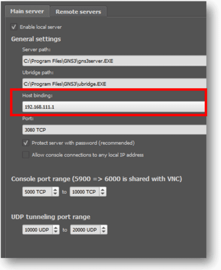 changing host binding address