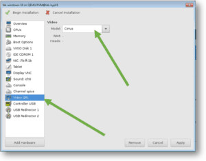 windows kvm Video qxl to cirrus