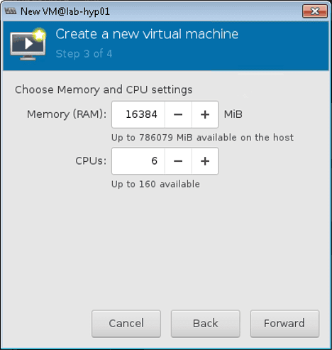 setting memory and CPU for VSD