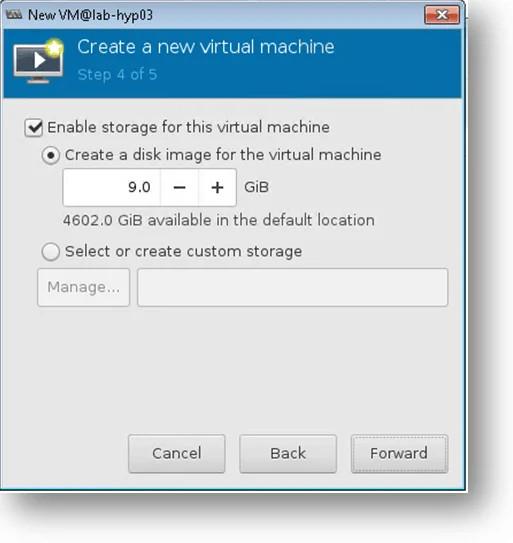 updating the storage for the CentOS vm