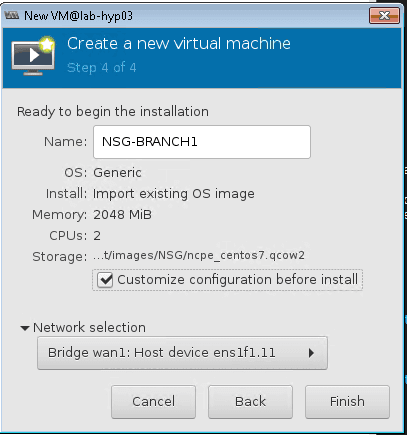 select the wan1 interface for nuage nsg