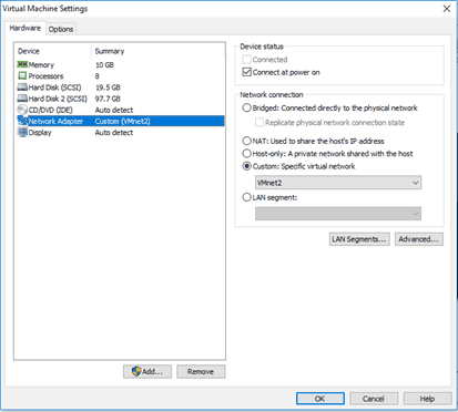 gns3vm vmware workstation Network adapter settings