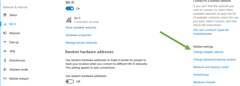 change adapter settings for the gns3 to get the internet access