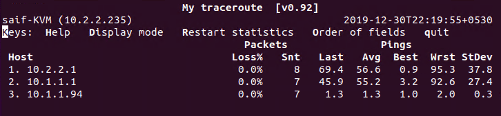 Running traceroute on the overlay network