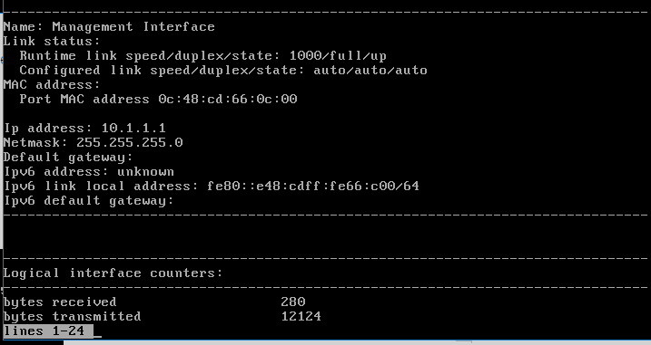 verifying the management IP address of paloalto firewall in gns3