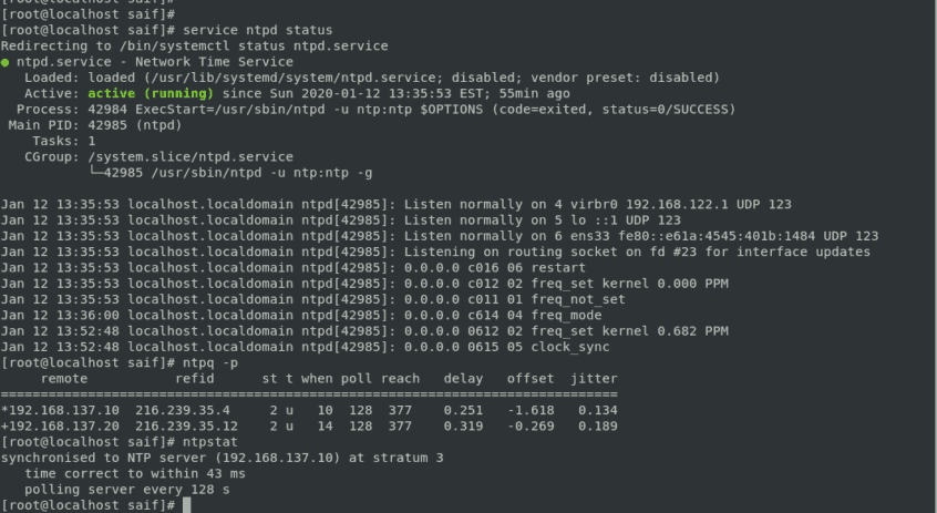 Oracle linux ntp настройка