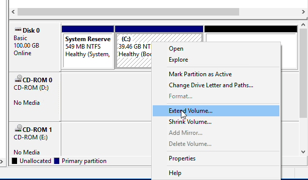 windows kvm disk partitioning expand