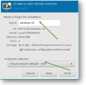 windows vm network configuration in KVM manager