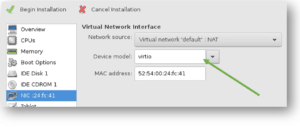 change the windows vm network to virtio