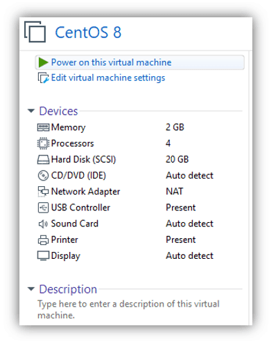 how to create centos8 vm on vmware