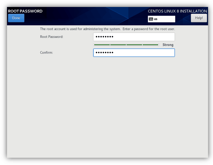 set the root password for centos 8