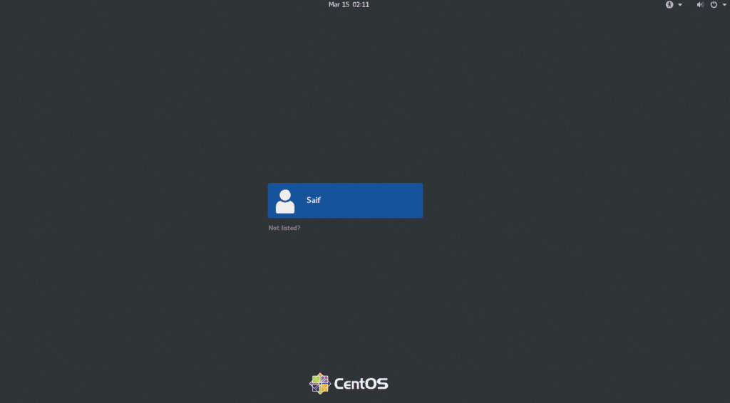 login to centos 8 vmware workstation 15.5