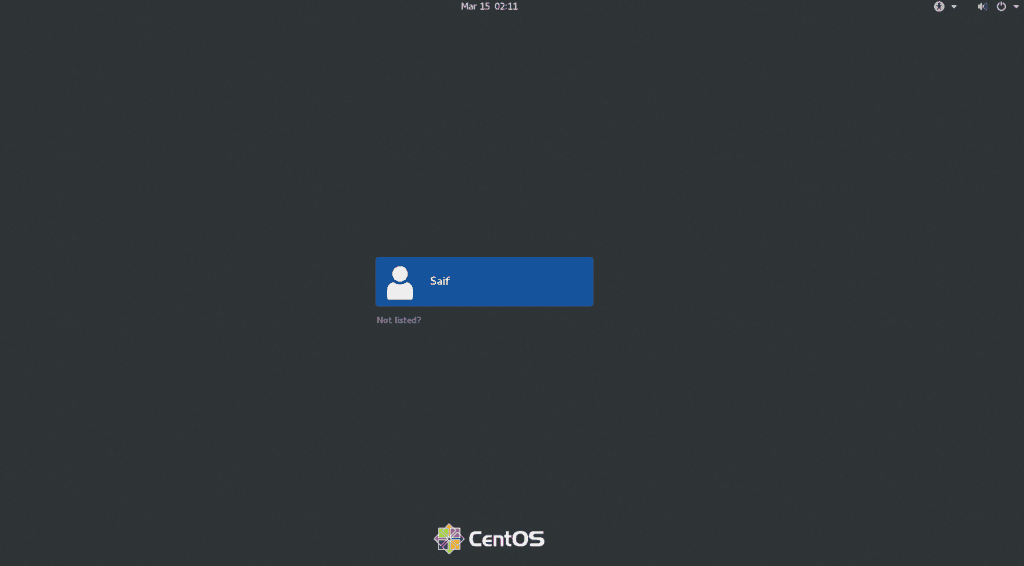 login to centos 8 vmware workstation 15.5