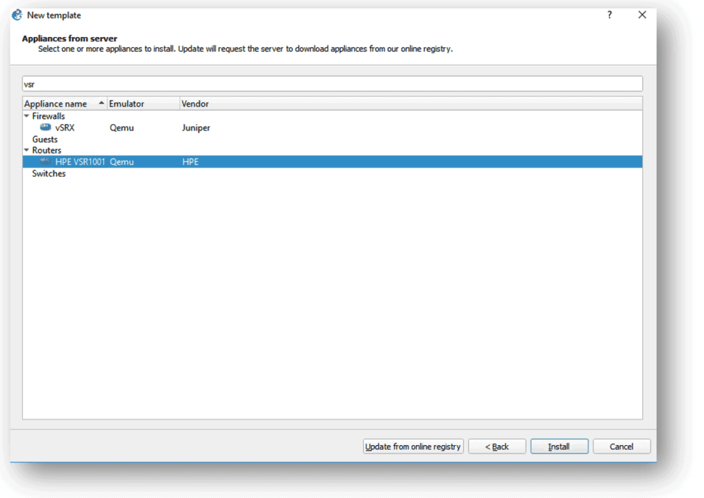 hpe vsr1001 in gns3