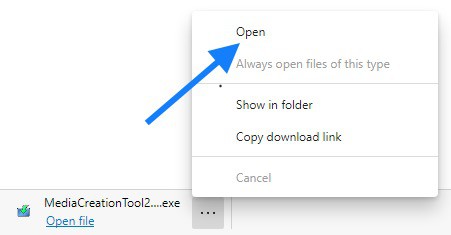 Open Microsoft download tool