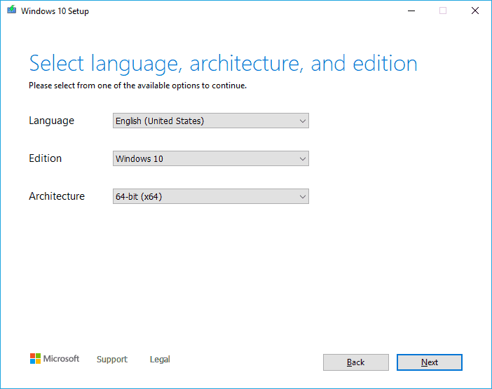 Choose windows 10 version to download.