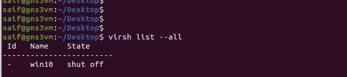 virsh list all vm