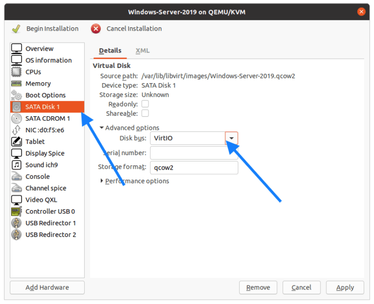 Установка windows server через kvm