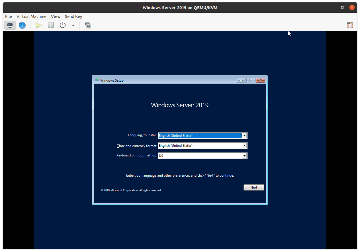 install windows 2019 on kvm