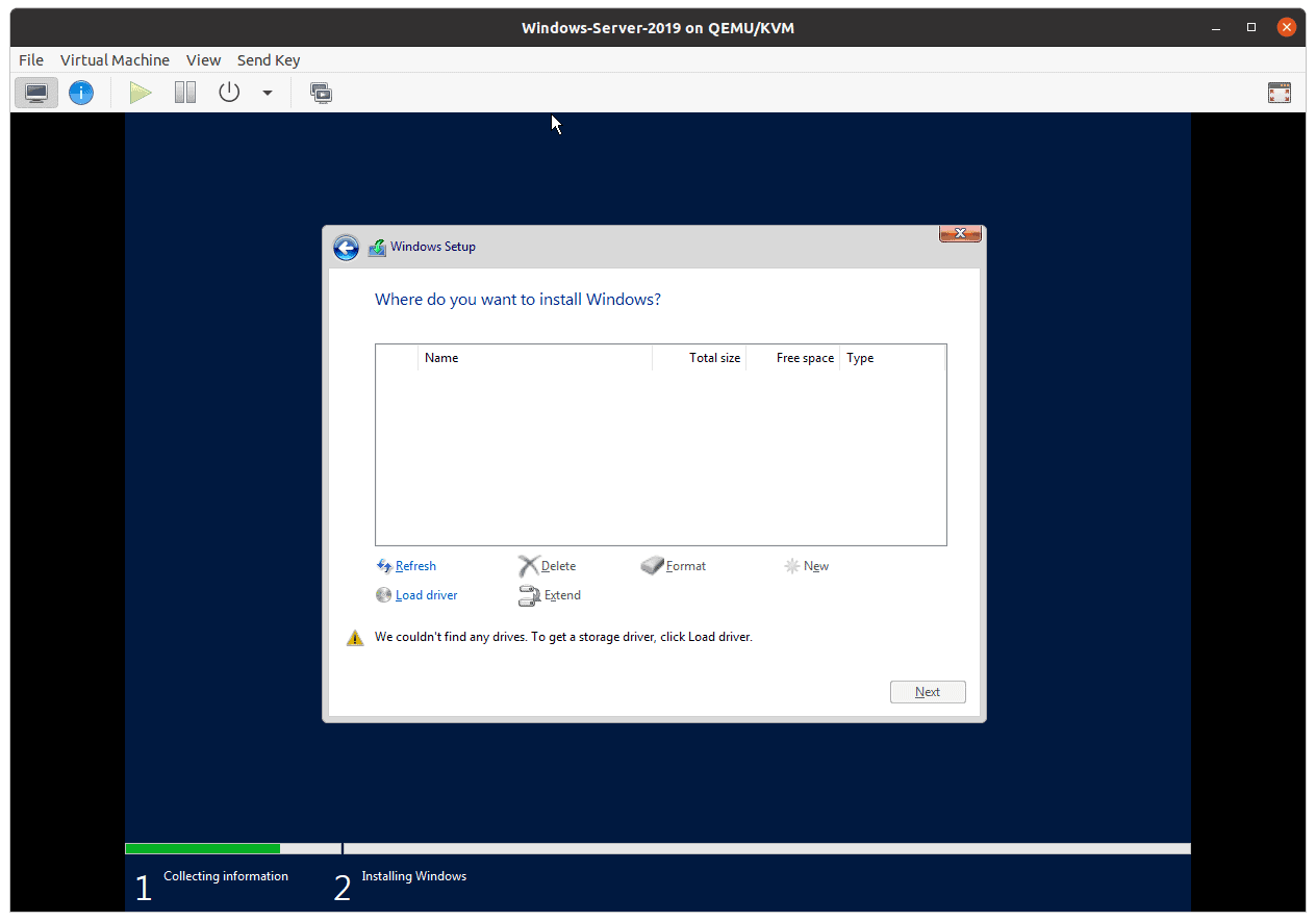 no windows harddisk in kvm