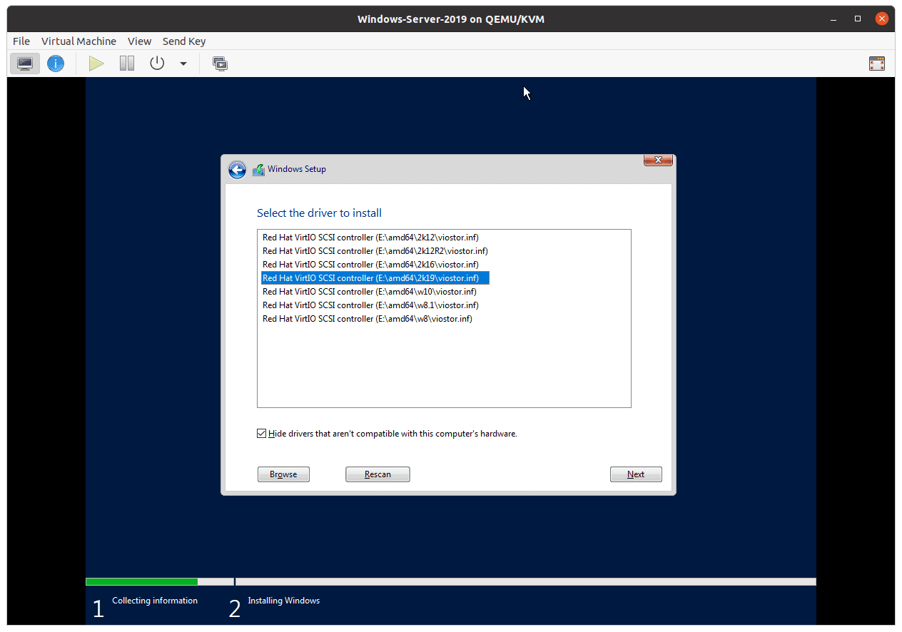 no windows harddisk in kvm