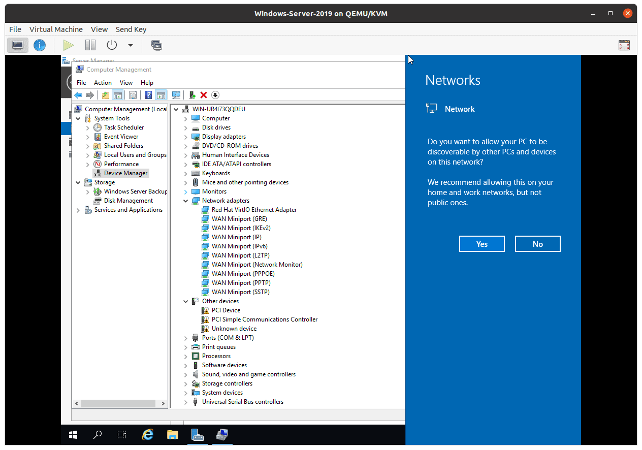 windows server on kvm