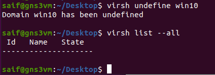 virsh undefine