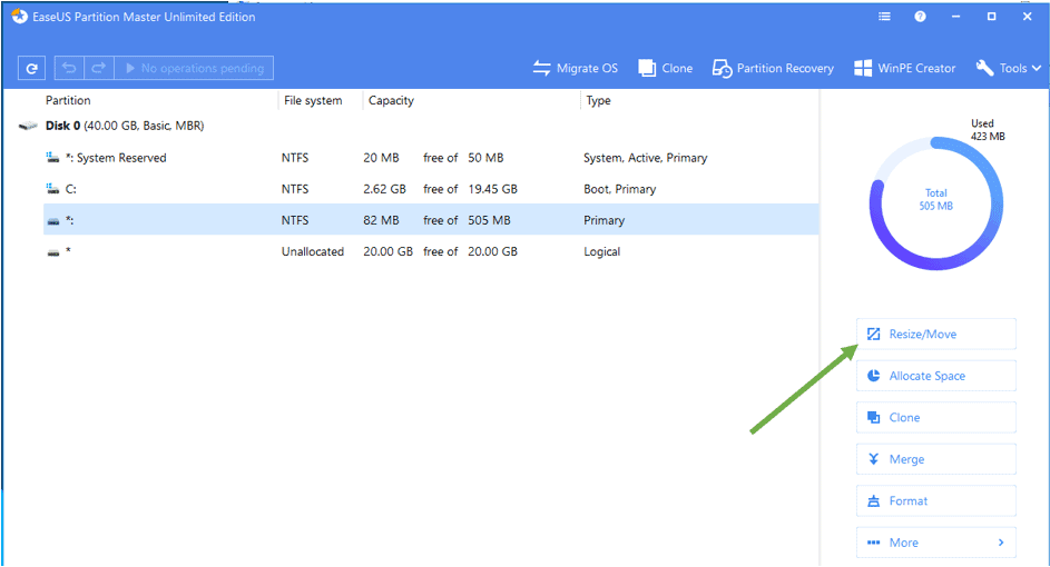 windows 10 extend c drive recovery partition