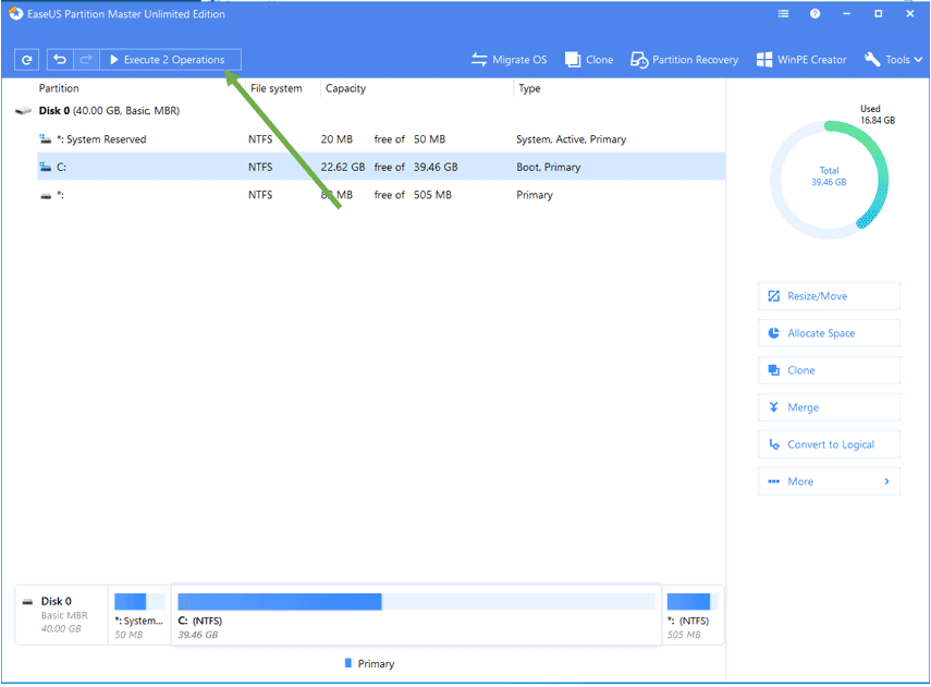 Recovery partition blocking Extend Volume