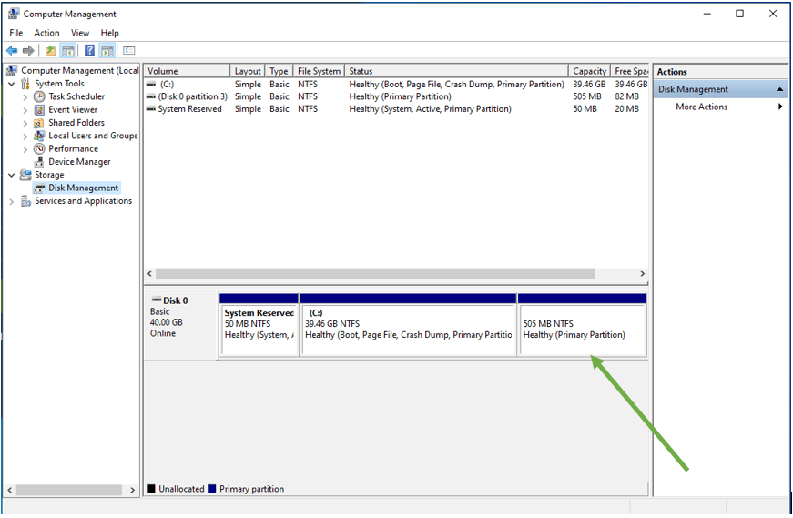 move recovery partition to end of disk