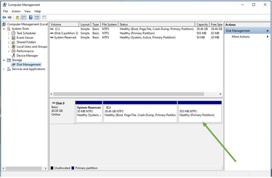 move recovery partition to end of disk