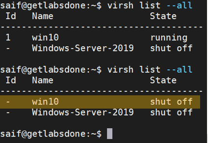 virsh snapshot commands