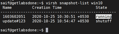 virsh restore from snapshot