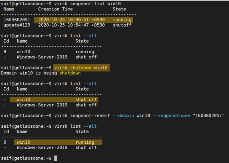 How To Take VM Snapshots In KVM? GetLabsDone