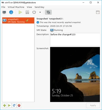 kvm snapshot virt-manager