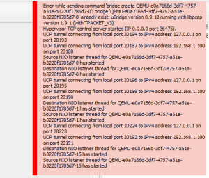 Error while sending command 'bridge create QEMU