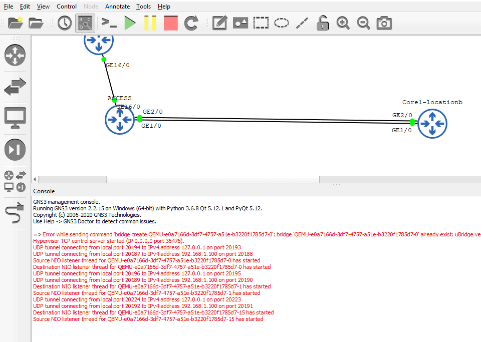Error while sending command 'bridge create QEMU