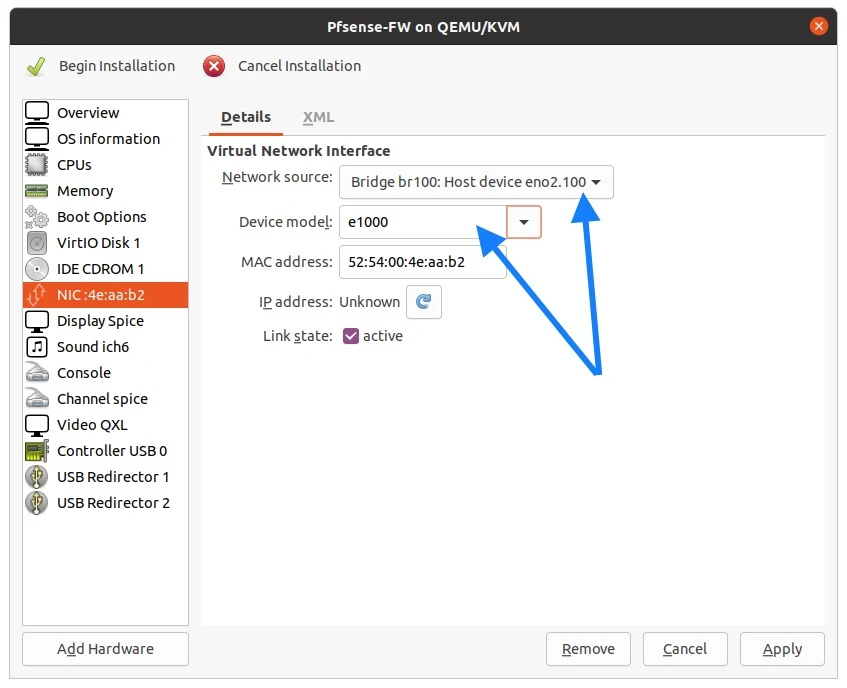 install pfsense on kvm linux