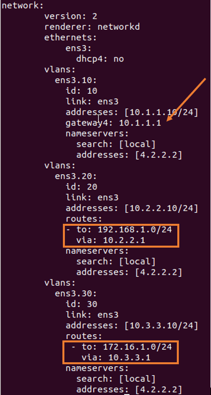 netplan configure static route