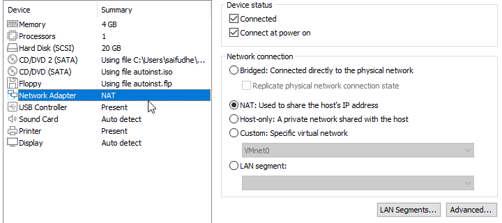 enable internet on ubuntu in vmware workstation