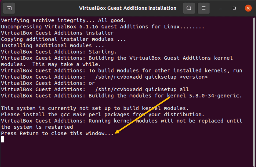 Virtualbox guest additions installation