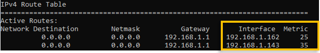 cmd show interface metric