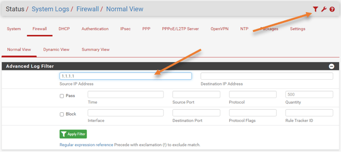 pfSense check the hit count