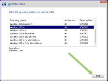 choose windows 11 version in vmware.