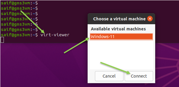 Connect windows 11 VM from terminal.