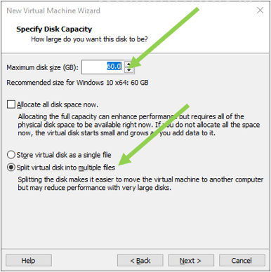 specify the windows 11 disk capacity.
